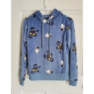 Disney Pixar Wall-E And EVE Hoodie Womens XS Super Plush Soft Blue